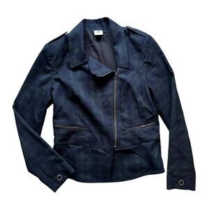 CAbi Tartan Plaid Asymmetrical Zip Moto Jacket Blazer Women's Size 6